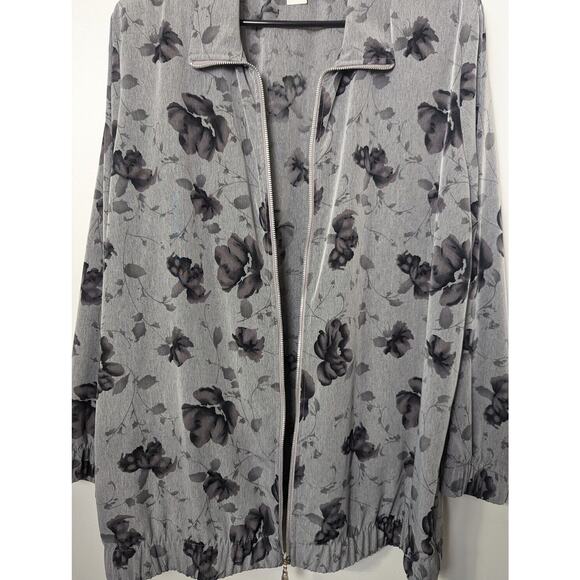Vintage Silver Threads LTD Bomber Jacket Size XL Full Zip Floral Made USA - Picture 9 of 11